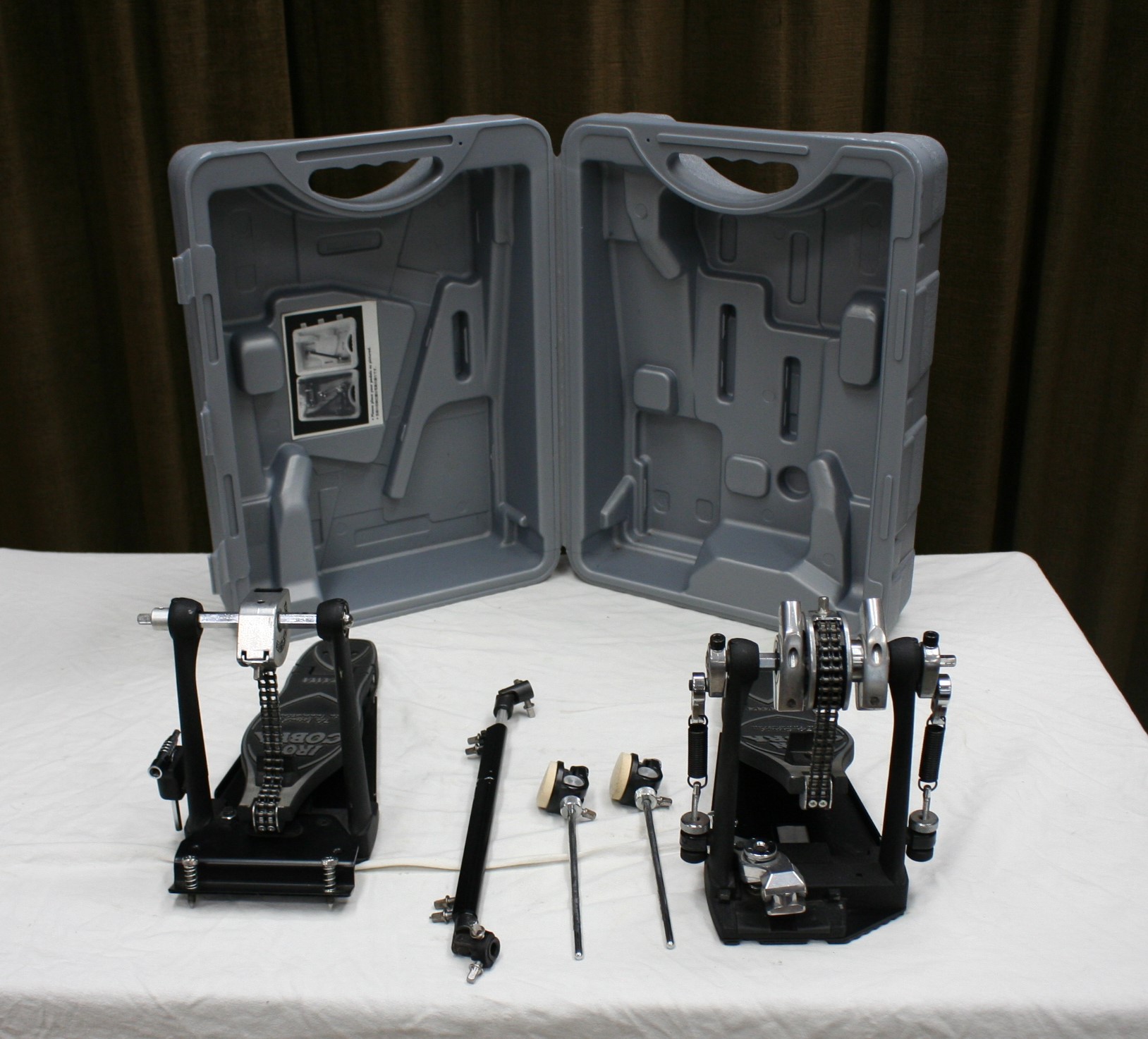 tama iron cobra powerglide dubbelbase pedalen met case