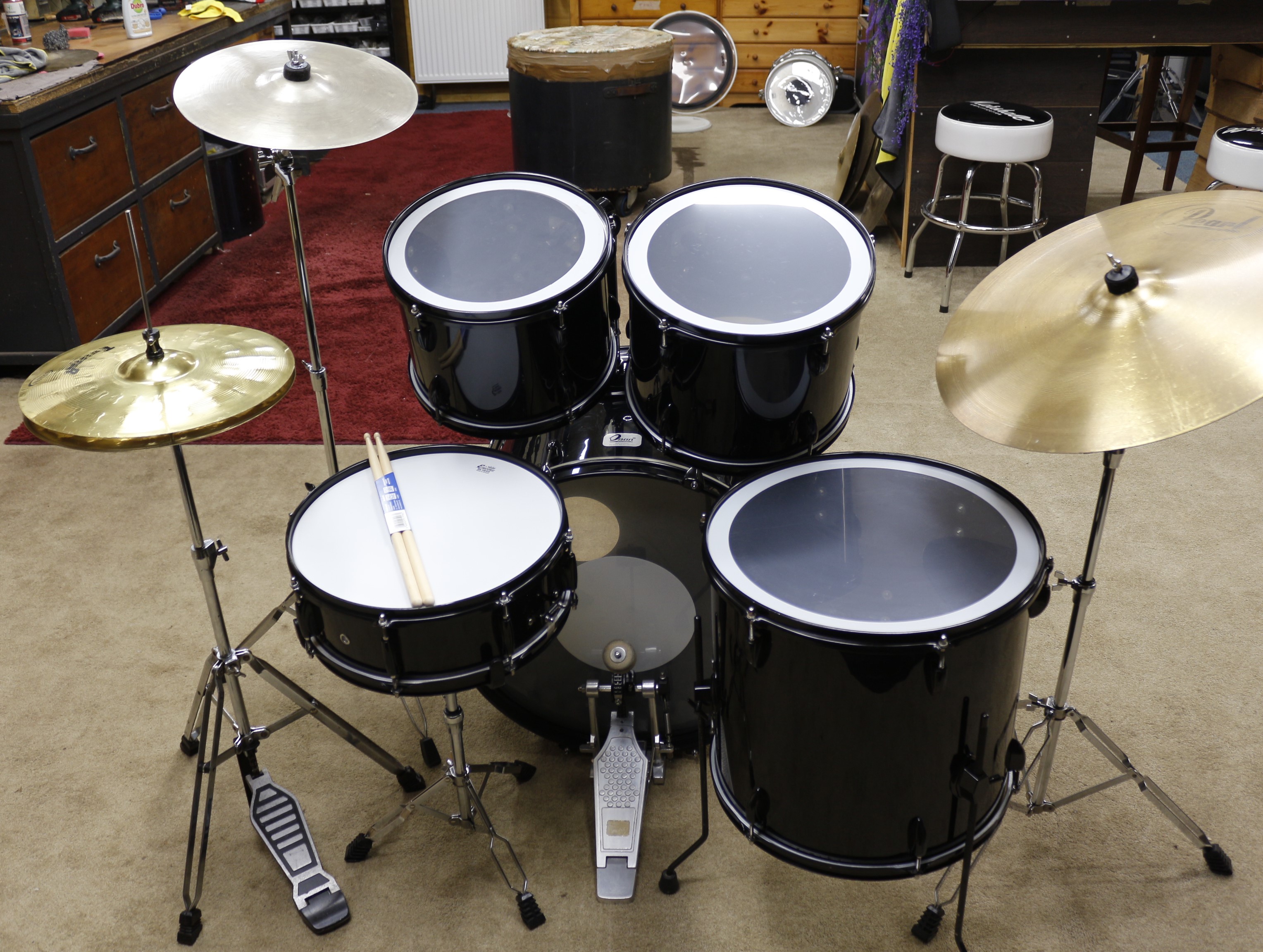 osan zwart beginners drumstel 22/12/13/16/14sn bekkenset