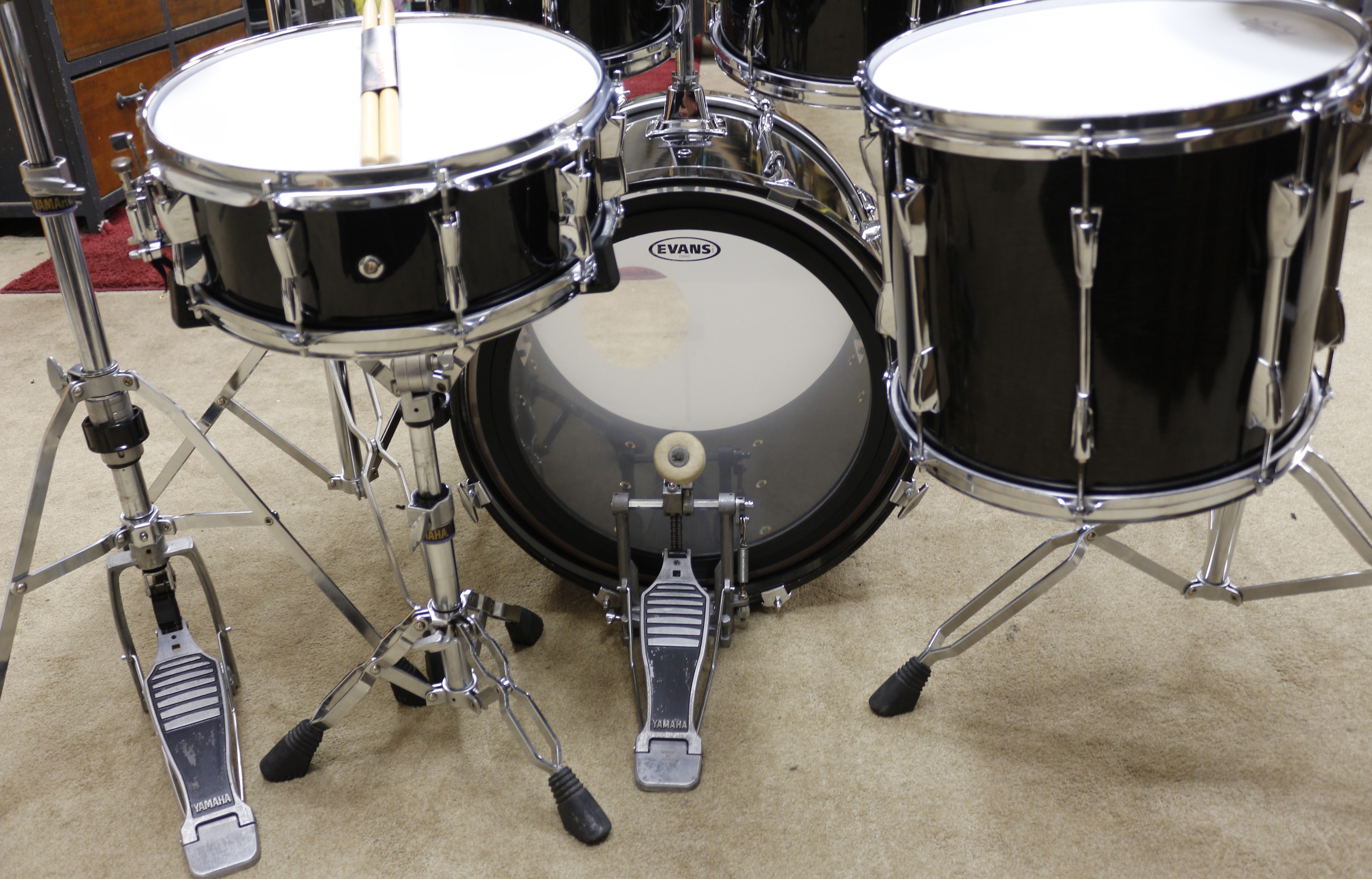 yamaha club custom solid black 20/10/12/14/14sn bekkenset
