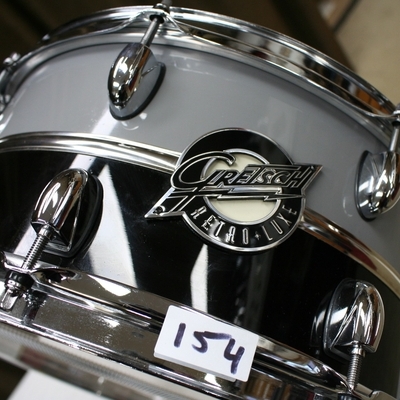 snare 154 gretsch retro luxe 14 x 6,5 pewter/black chrome band